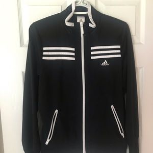 Adidas black 3 stripe zip up top